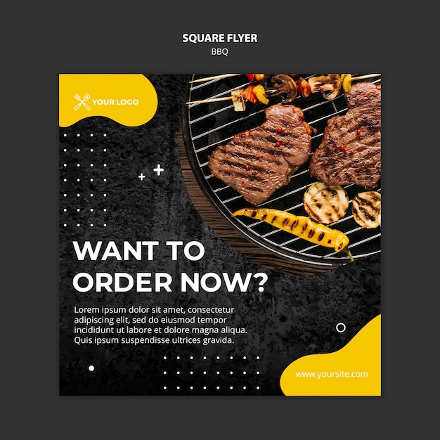 Free PSD square flyer template for barbecue restaurant