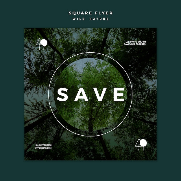 Free PSD square flyer for wild nature