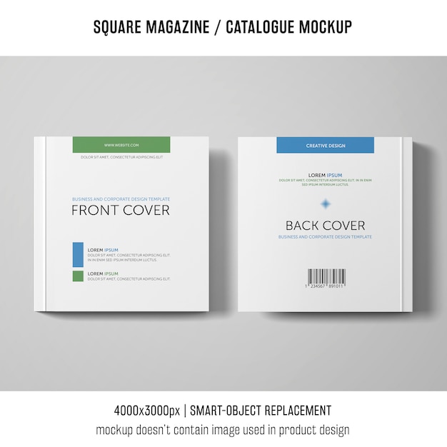 square magazine or catalogue mockup of two