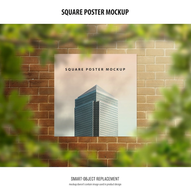 Free PSD square poster mockup