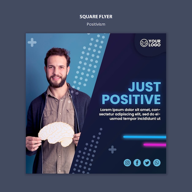 Free PSD squared flyer for optimism and positivism