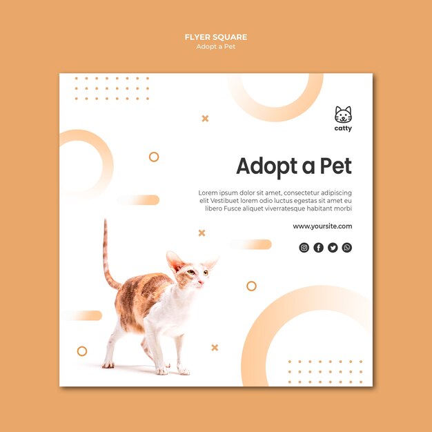 Squared flyer template for adopting a pet