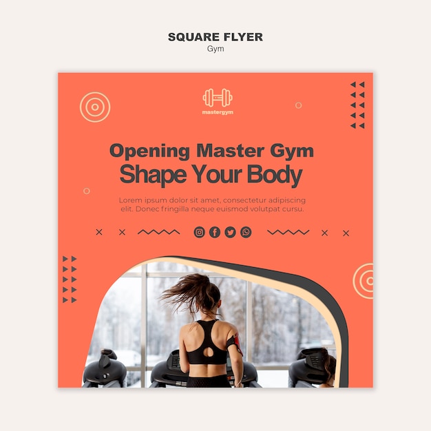 Squared flyer template for gym exercising