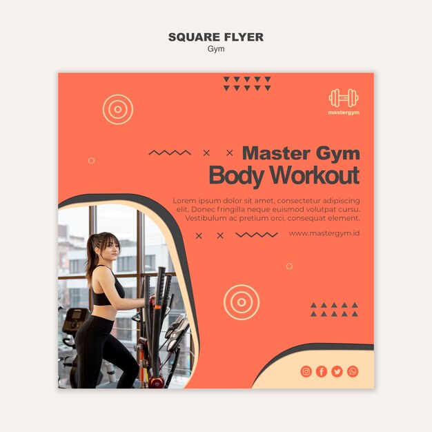 Squared flyer template for gym fitness