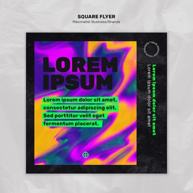 Free PSD squared flyer template for maximalist business