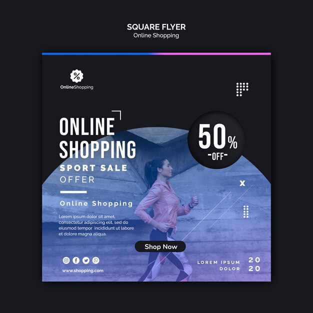 Squared flyer template for online athleisure shopping