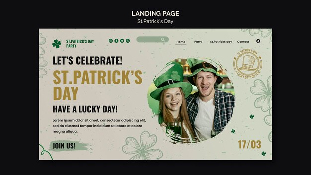 Free PSD st. patrick's day celebration landing page