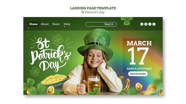 Free PSD st patrick's day celebration landing page