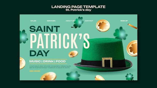 Free PSD st patrick's day  celebration landing page