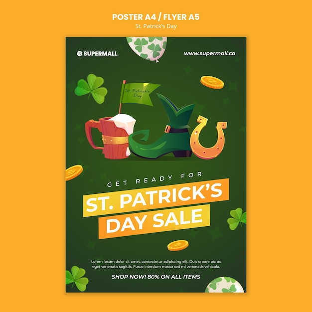 Free PSD st. patrick's day sale poster template