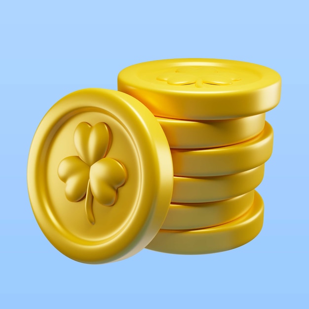 Free PSD st patrick's day shamrock coins icon render