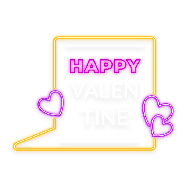 Free PSD st valentine's day neon sign isoltated