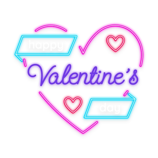 Free PSD st valentine's day neon sign isoltated