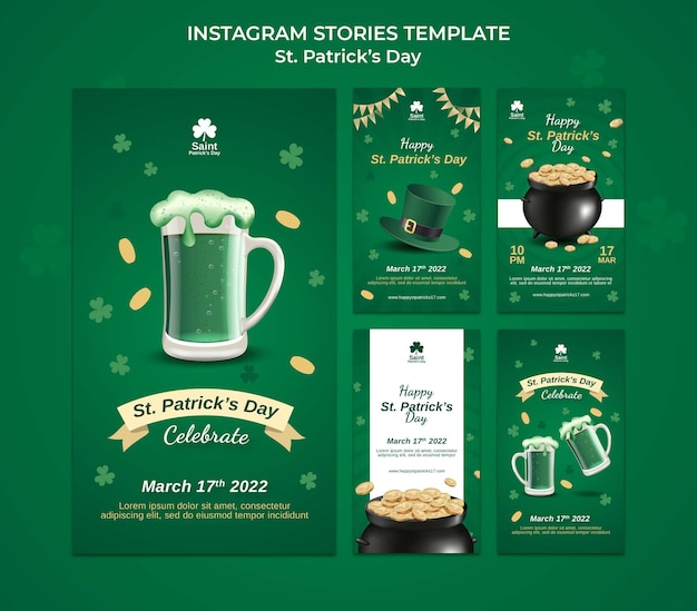 Free PSD stain patrick's day instagram stories template