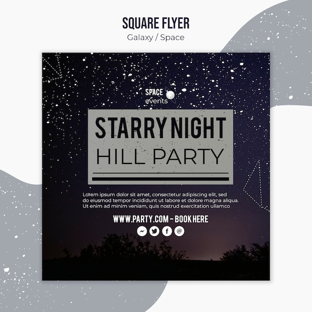 Free PSD starry night party square flyer template