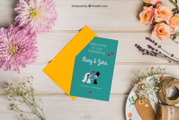 Stationery wedding mockup with envelope