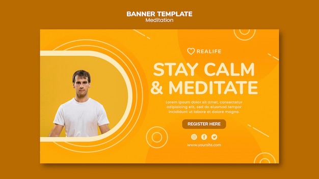 Free PSD stay calm and meditate banner template