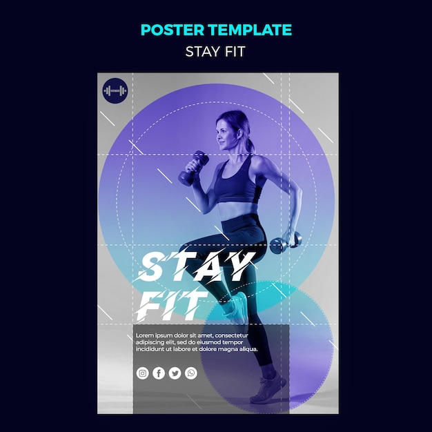 Stay fit concept poster template