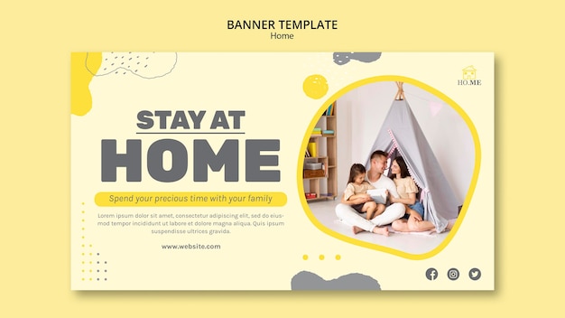 Stay at home banner template