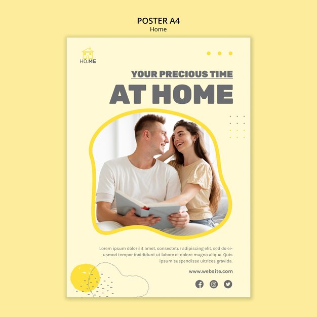 Stay at home poster template