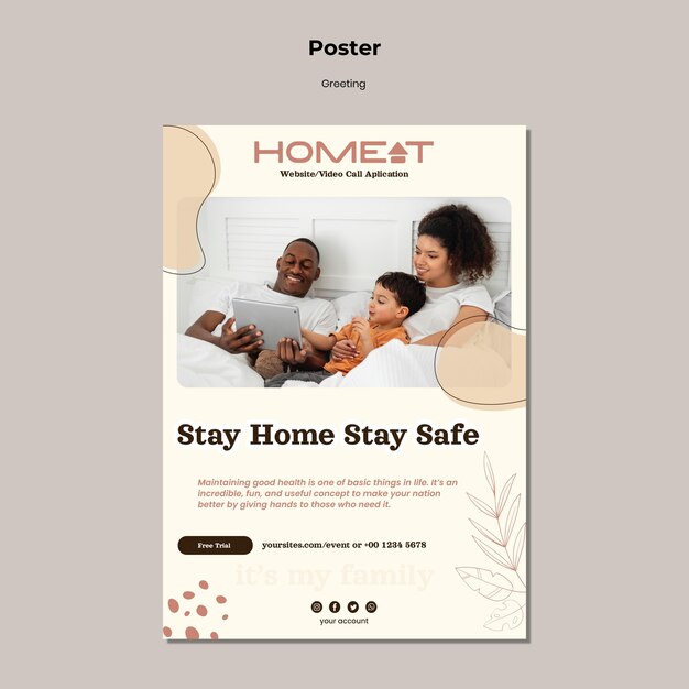 Stay home stay safe poster template