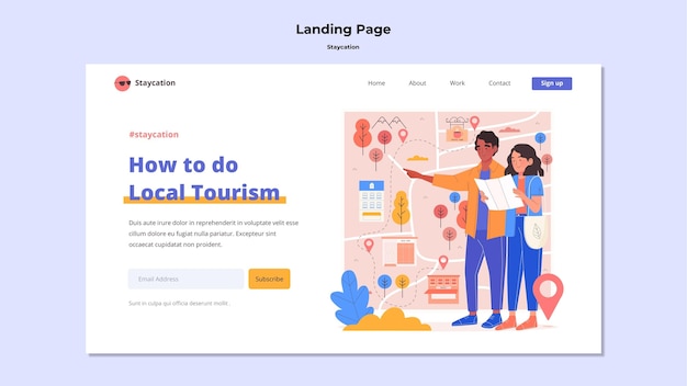 Free PSD staycation concept landing page style