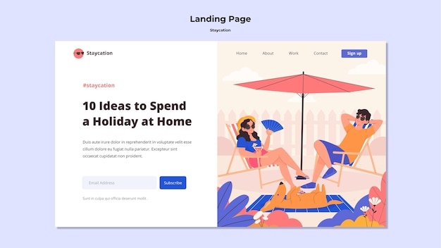 Staycation concept landing page