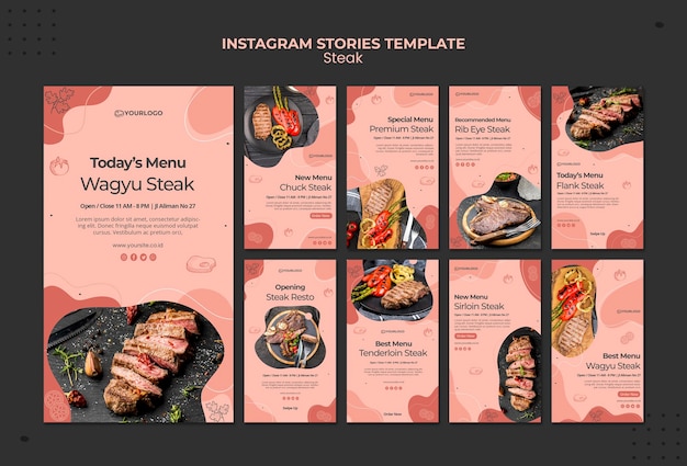 Free PSD steak instagram stories