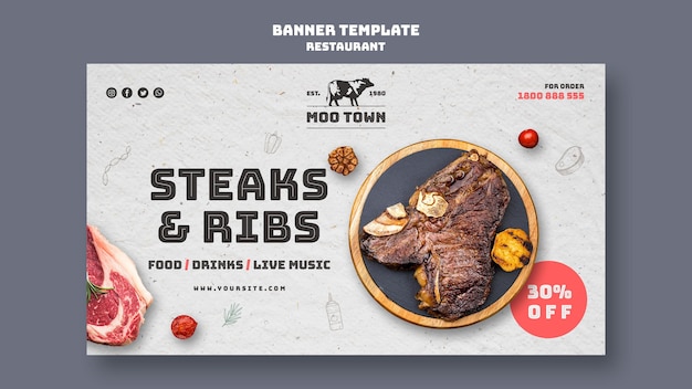 Free PSD steak restaurant banner template