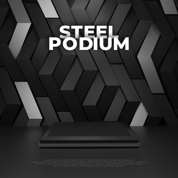 Free PSD steel siver pattern podium product display