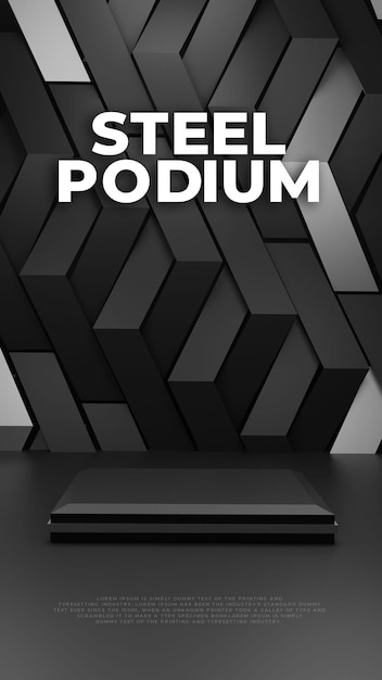 Free PSD steel siver pattern podium product display