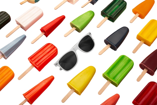 Free PSD still life of  colorful popsicle isolated