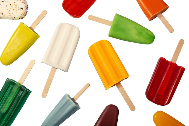 Free PSD still life of  colorful popsicle isolated