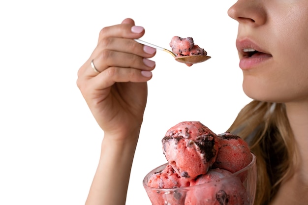 Free PSD still life of cookies and ice cream in bowl