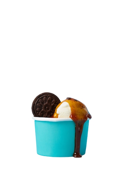 Still life of cookies and ice cream in bowl