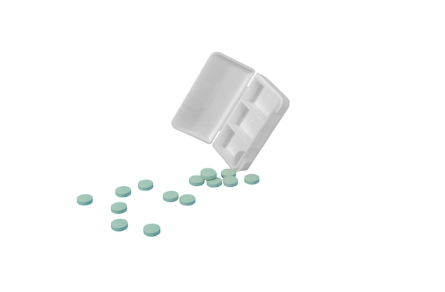 Free PSD still life of pill box isolated