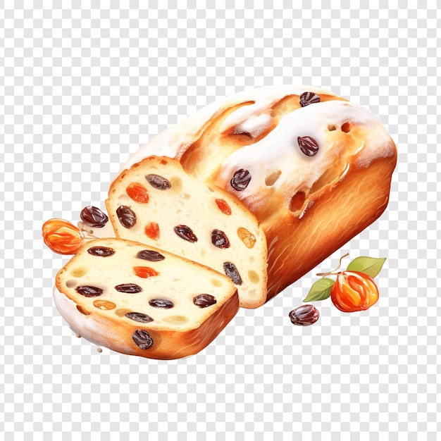 Free PSD stollen fruit cake isolated on transparent background