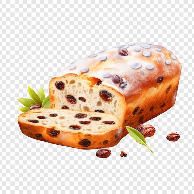 Free PSD stollen fruit cake isolated on transparent background