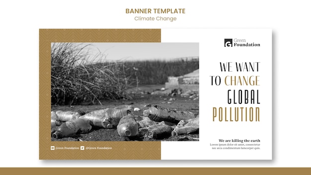 Free PSD stop climate change horizontal banner template