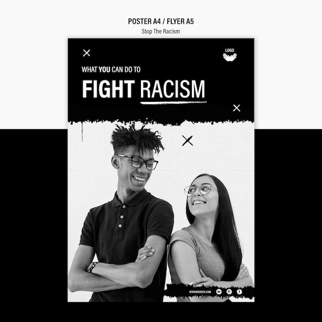 Free PSD stop racism poster template