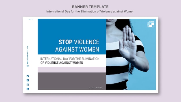 Free PSD stop violence against women banner with photo