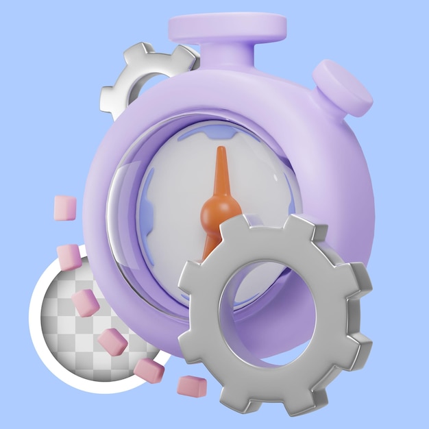 Free PSD stopwatch symbolizes time measurement and efficiency 3d illustration