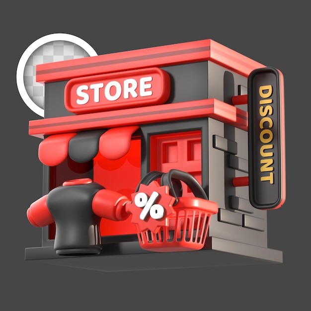 Free PSD store announcing discounts for black friday 3d illustration