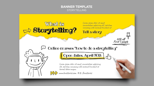 Storytelling online course banner template