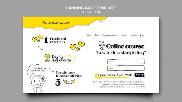 Storytelling online course landing page