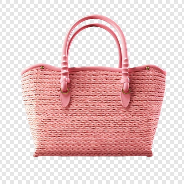 Free PSD straw bag pink isolated on transparent background