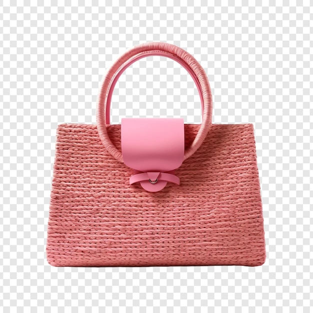 Free PSD straw bag pink isolated on transparent background