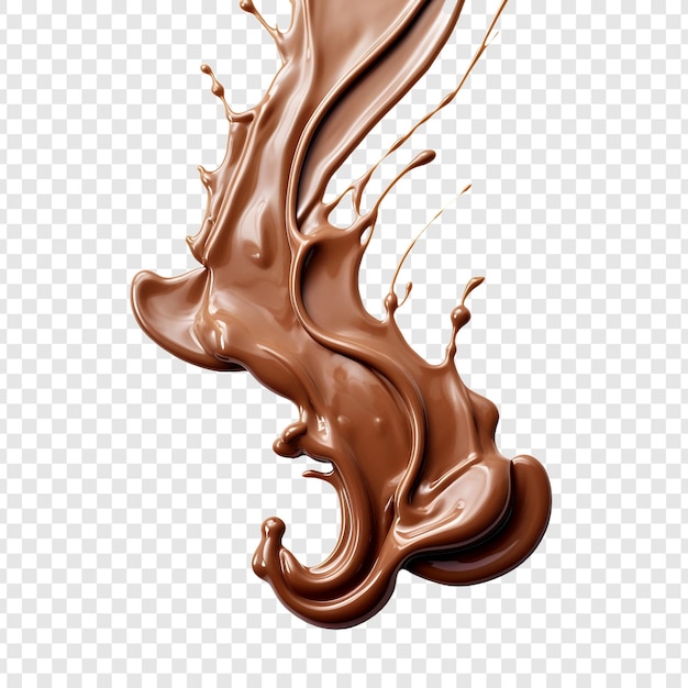 A stream of melted chocolate isolated on transparent background