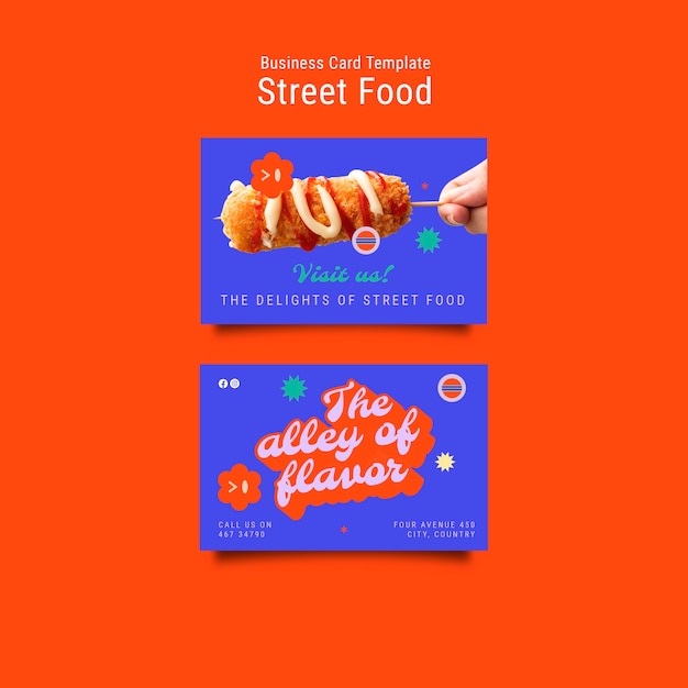 Free PSD street food fest business card template