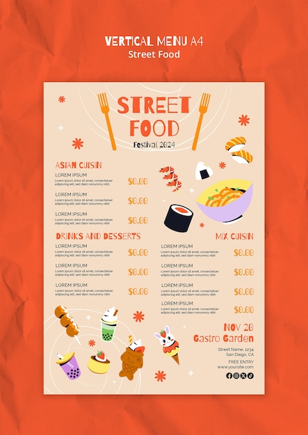 Free PSD street food template design